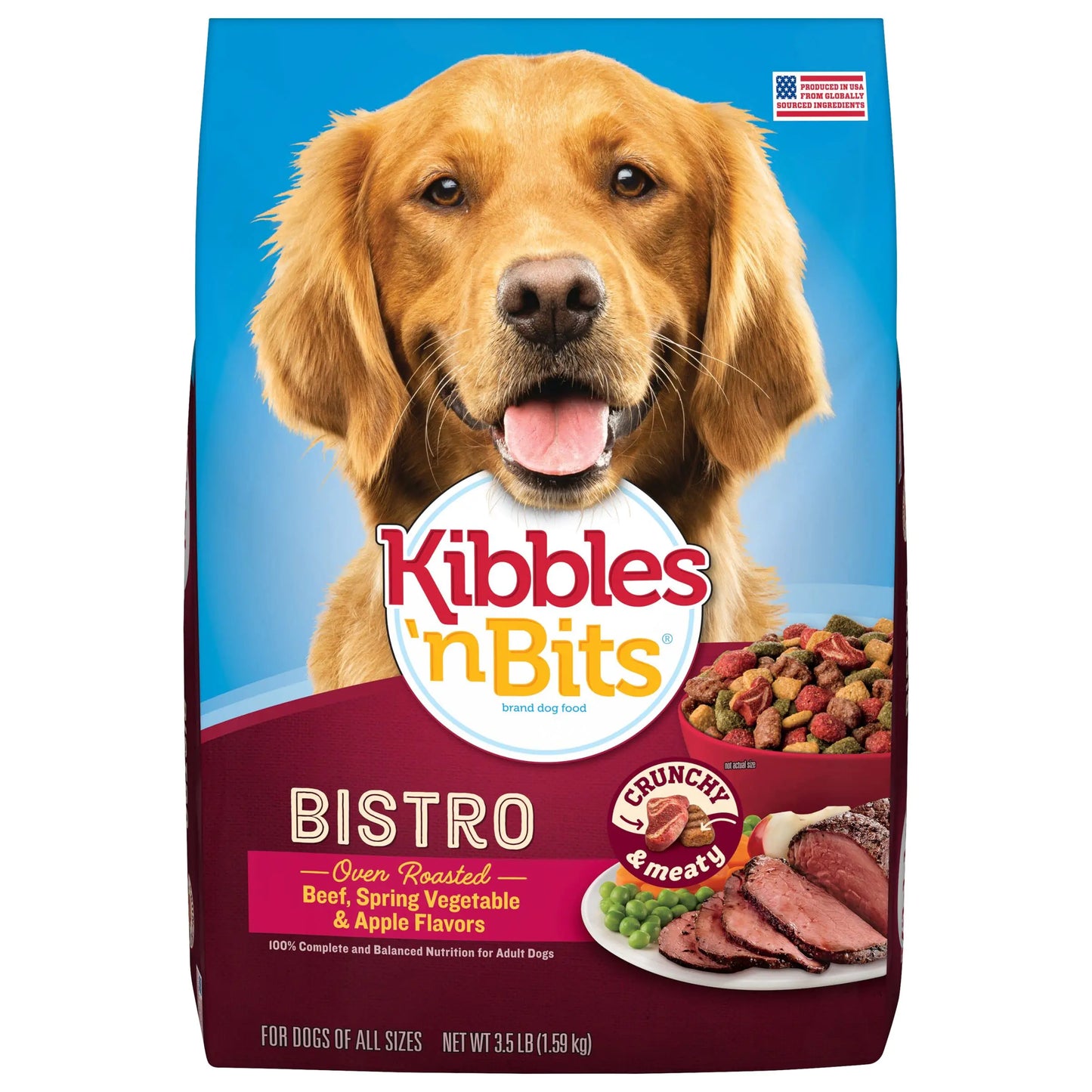 Kibbles N Bits Bistro Oven Roasted Beef Flavor Dry Dog Food 3.5 Lb (Pack Of 4)