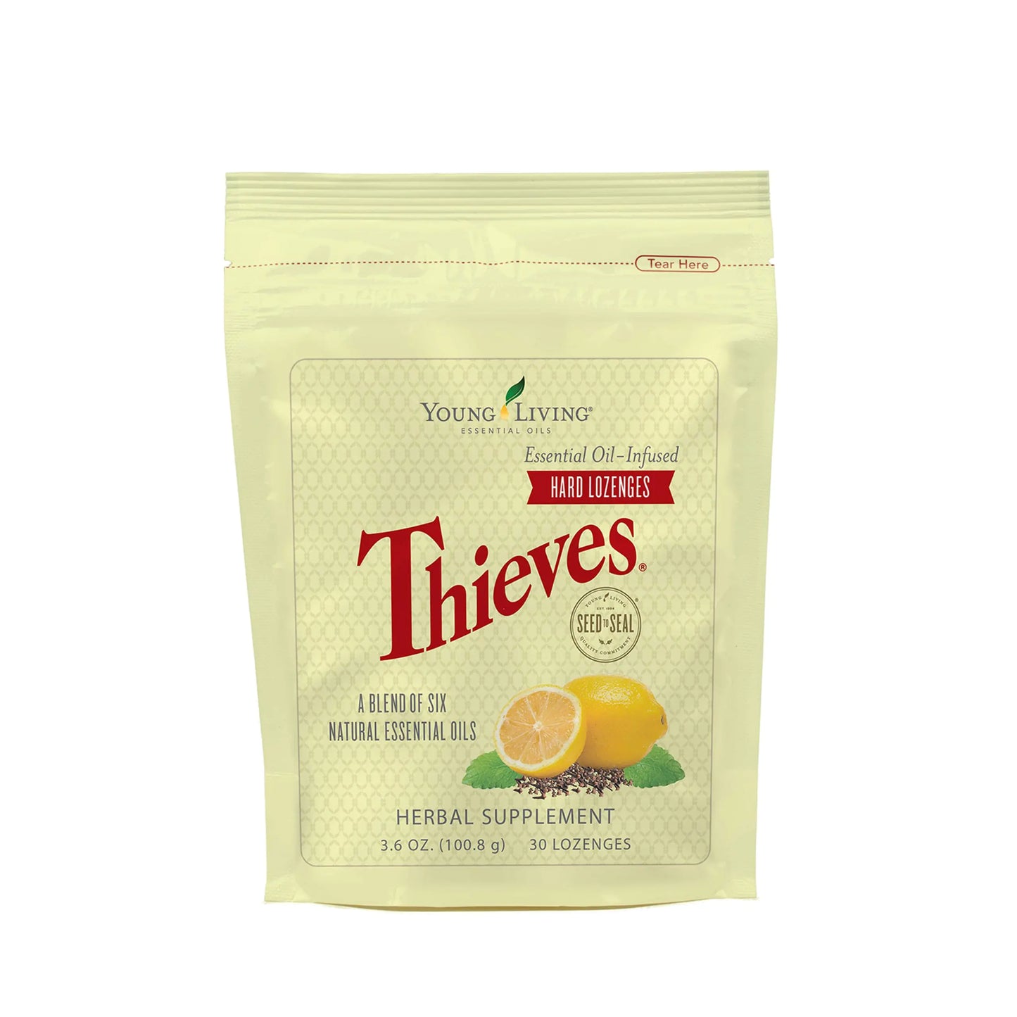 Young Living Thieves Hard Lozenges 30 ct | Sugar-Free Relief for Dry Mouth & Sore Throat | Clove Lemon Peppermint Essential Oils | Gentle on Stomach