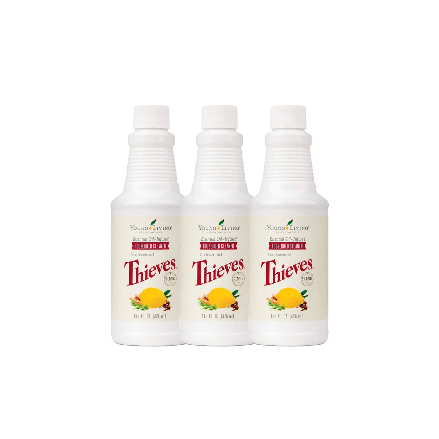 Young Living Thieves Household Cleaner of 14.4 fl.oz. Bottles - Essential Oil-Infused Ultra-Concentrated Formula for Natural Home Care Non-Toxic Cleaning Bliss - 3 Pack