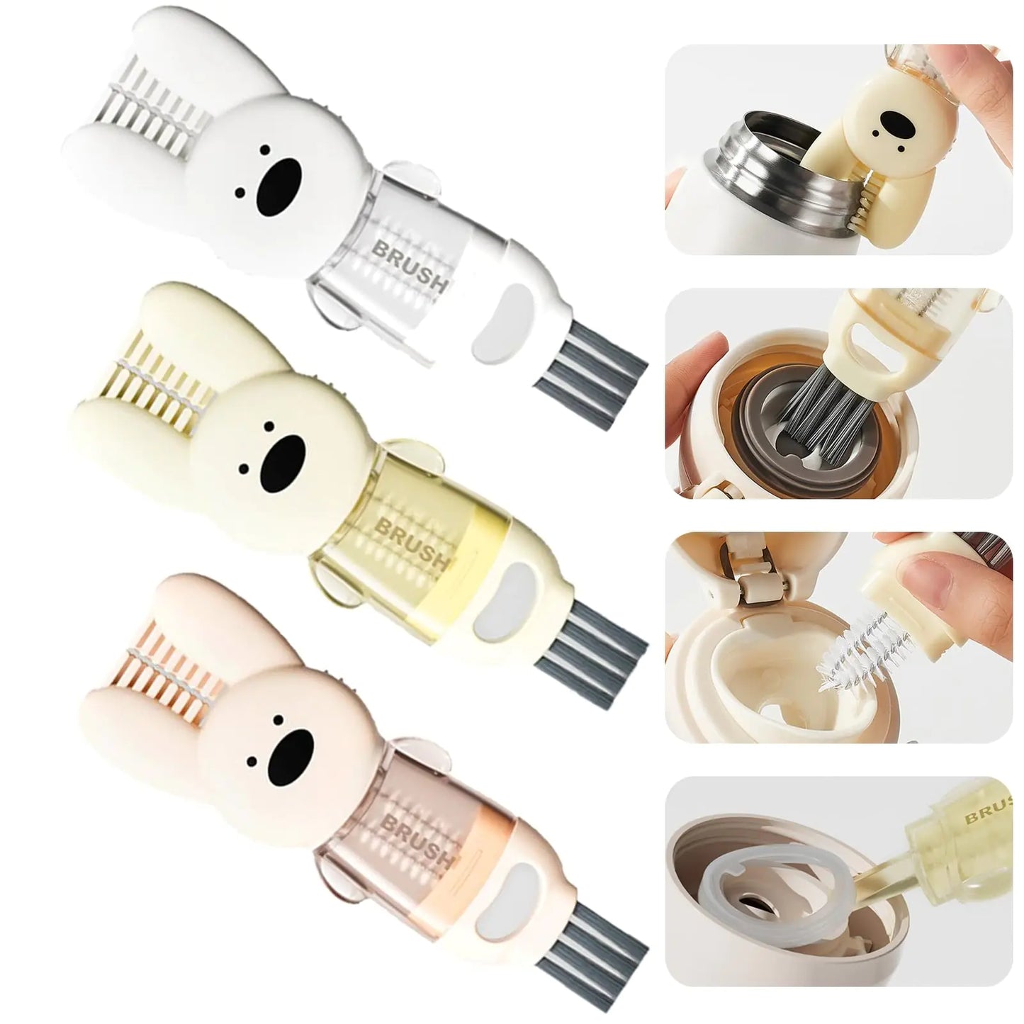 NOVANO 4 in 1 Cup Lid Cleaning Brush SetMultifunctional Crevice Cleaning BrushPortable Home Kitchen Cleaner ToolsIdeal for Insulation Bottle/Milk Bottle/Electric Razors/Household Items with Gaps