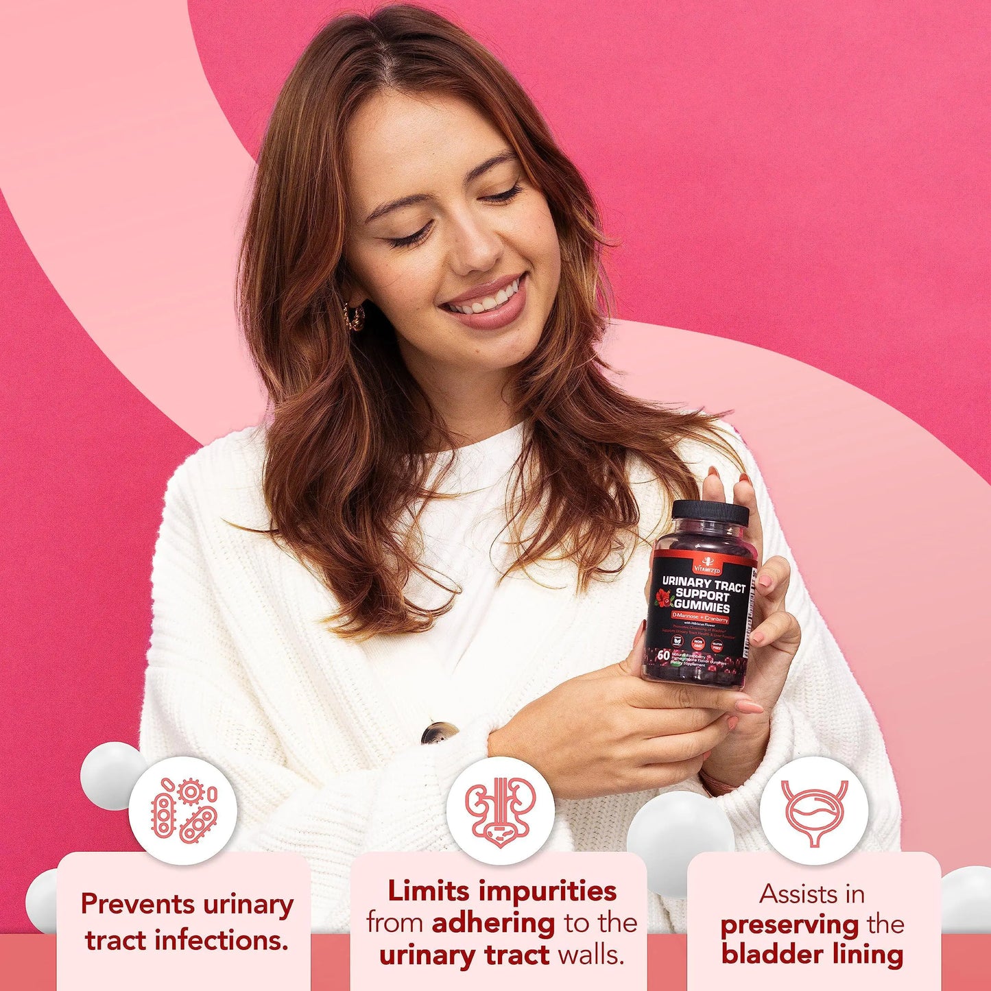 Potent Cranberry Gummies 1500mg with D Mannose Urinary Tract Health for Women